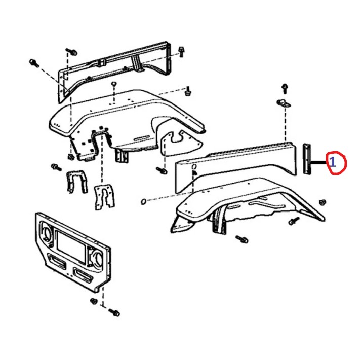Lokasuojan levikkeen tiiviste, etu, Landcruiser Series 40 1