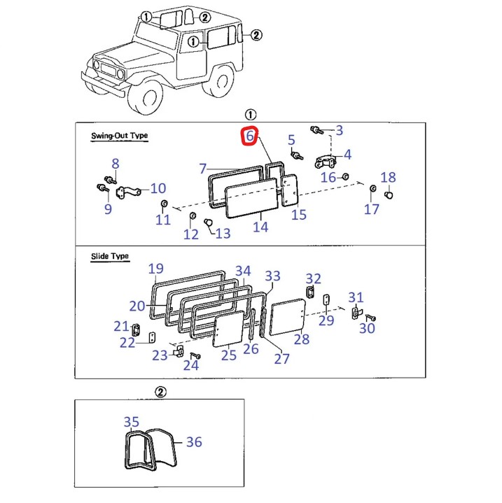 Aukeavan takasivuikkunan tiiviste, Landcruiser Series 40 1
