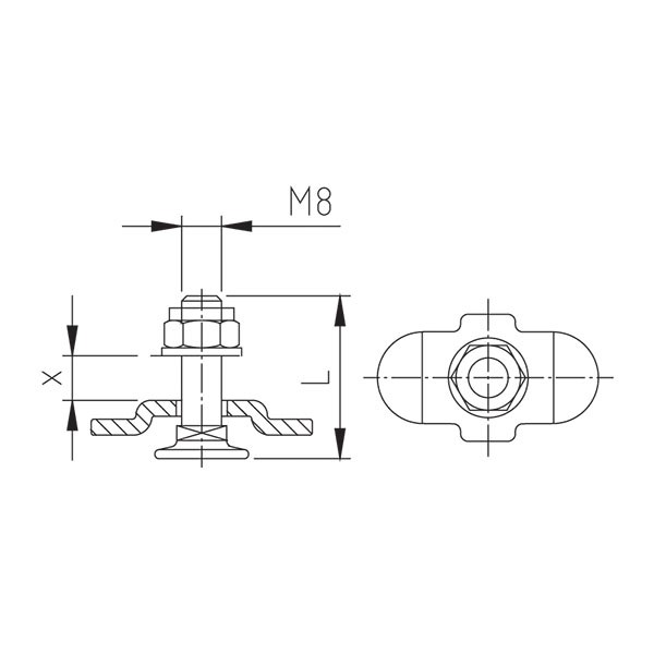 Lentokonekiskon Pultti ja Mutteri M8 1