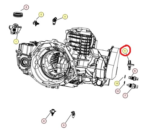 Vaihteiston nopeusanturi, tulo/lähtö, 62TE 1