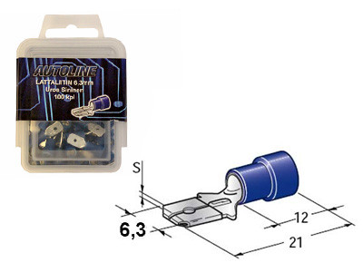 6.3mm uros, sininen, suojattu 10kpl 