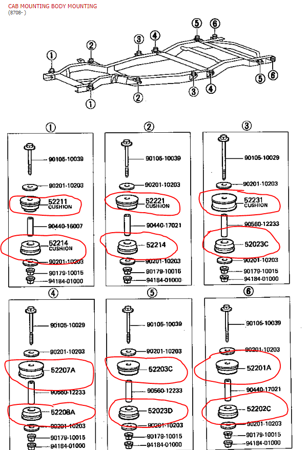 Original HJ60/61 body mount cushions